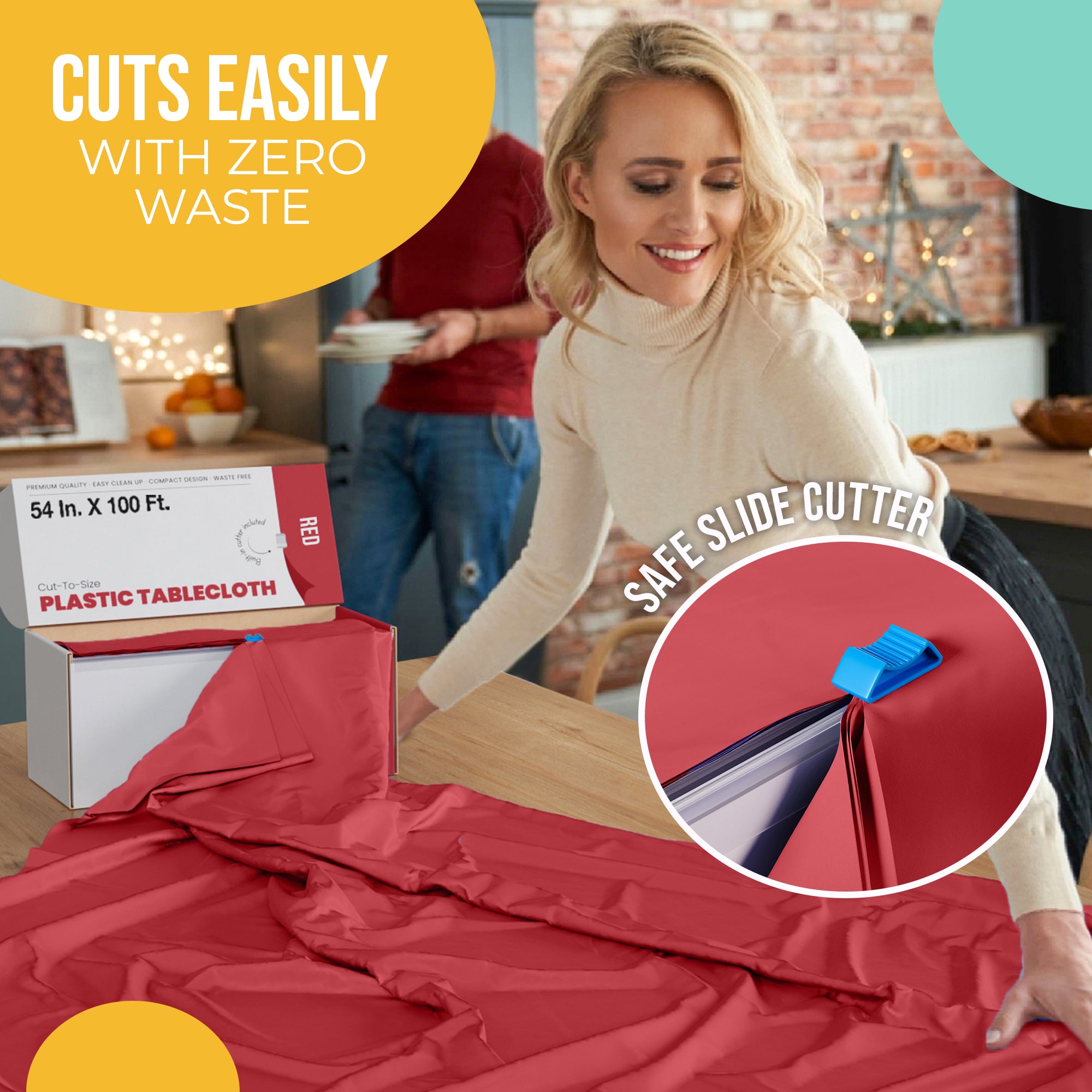54 in. x 100 Ft. Cut To Size Table Roll  | Red | Case of 6
