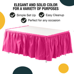 Cerise Plastic Table Skirt | 14 ft. x 29 in.
