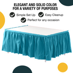 Turquoise Plastic Table Skirt | 14 ft. x 29 in.