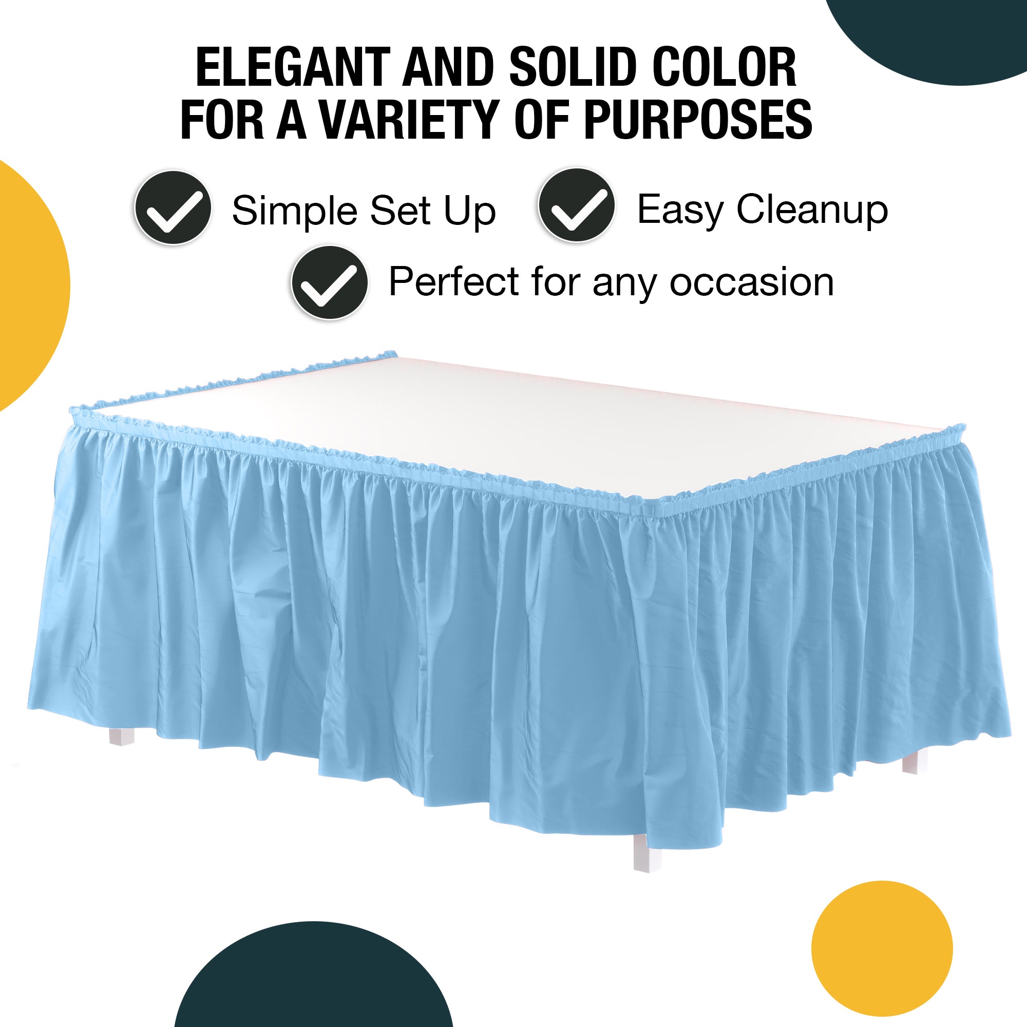 Light Blue Plastic Table Skirt | 168 in. x 29 in.
