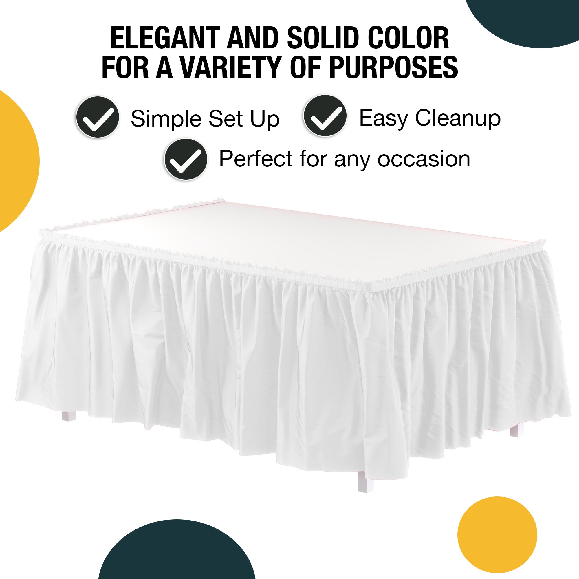 White Plastic Table Skirt | 168 in. x 29 in.