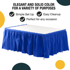 Dark Blue Plastic Table Skirt | 14 ft. x 29 in.