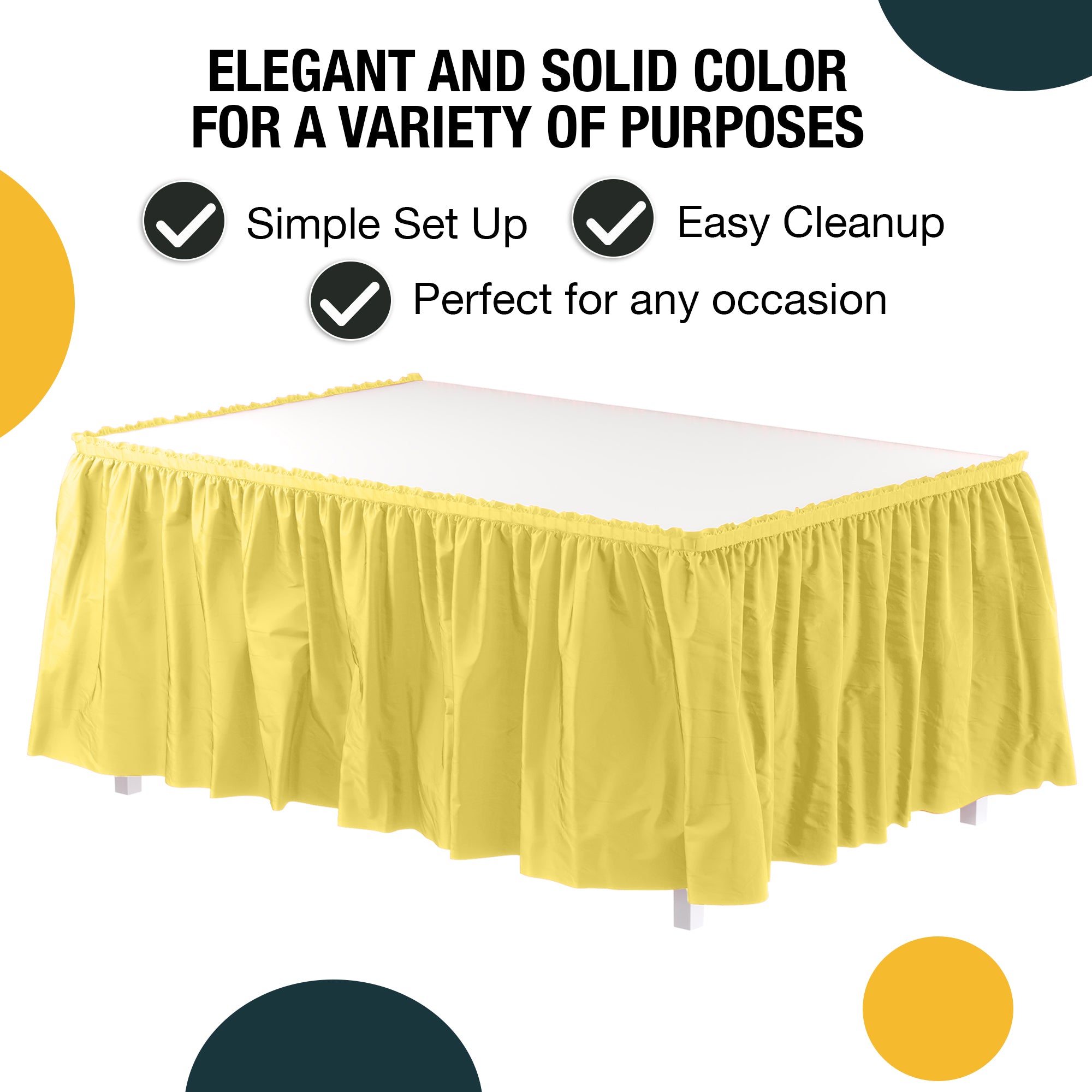 Light Yellow Plastic Table Skirt | 14 ft. x 29 in.