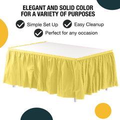 Light Yellow Plastic Table Skirt | 14 ft. x 29 in.