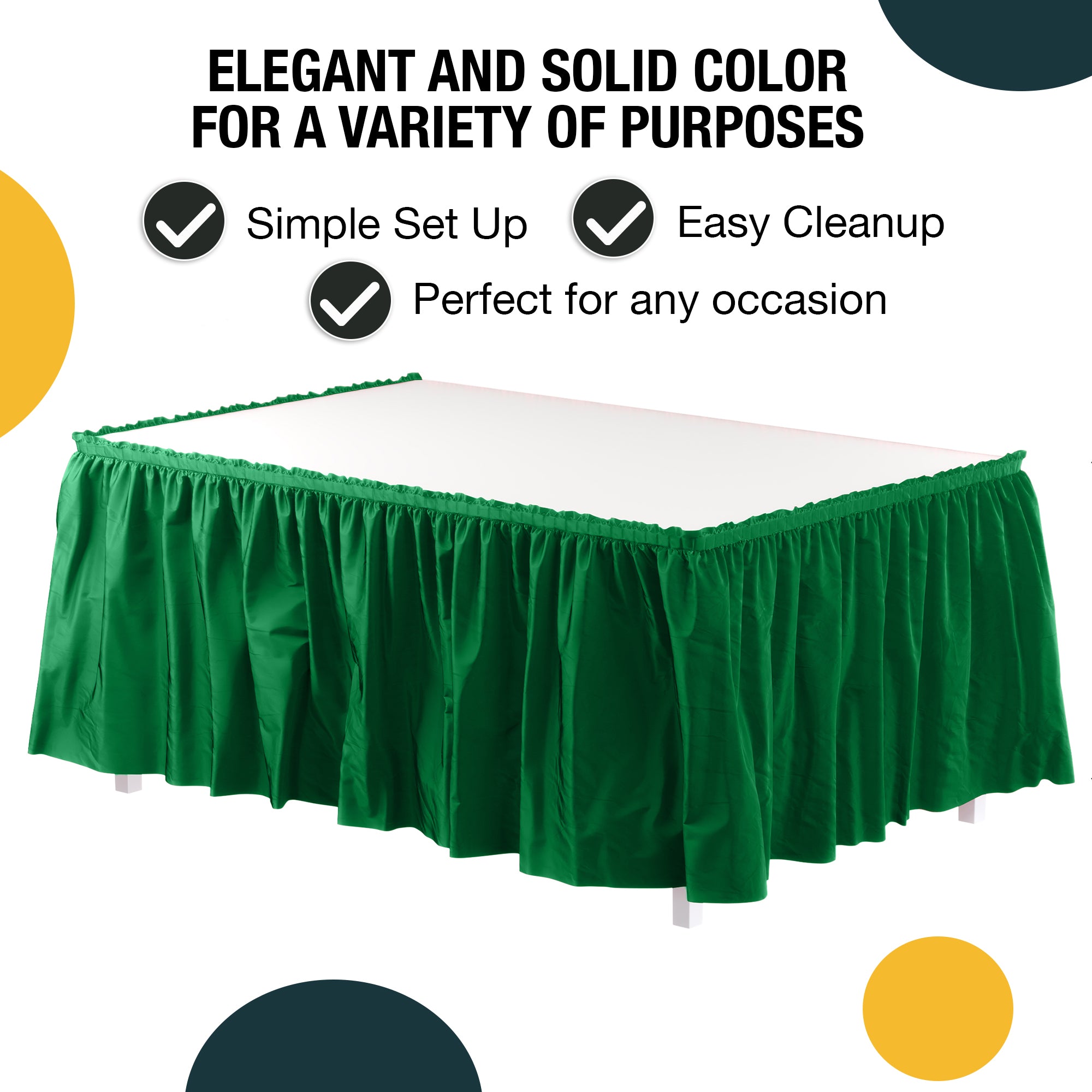 Emerald Green Plastic Table Skirt | 168 in. x 29 in. | Case of 48
