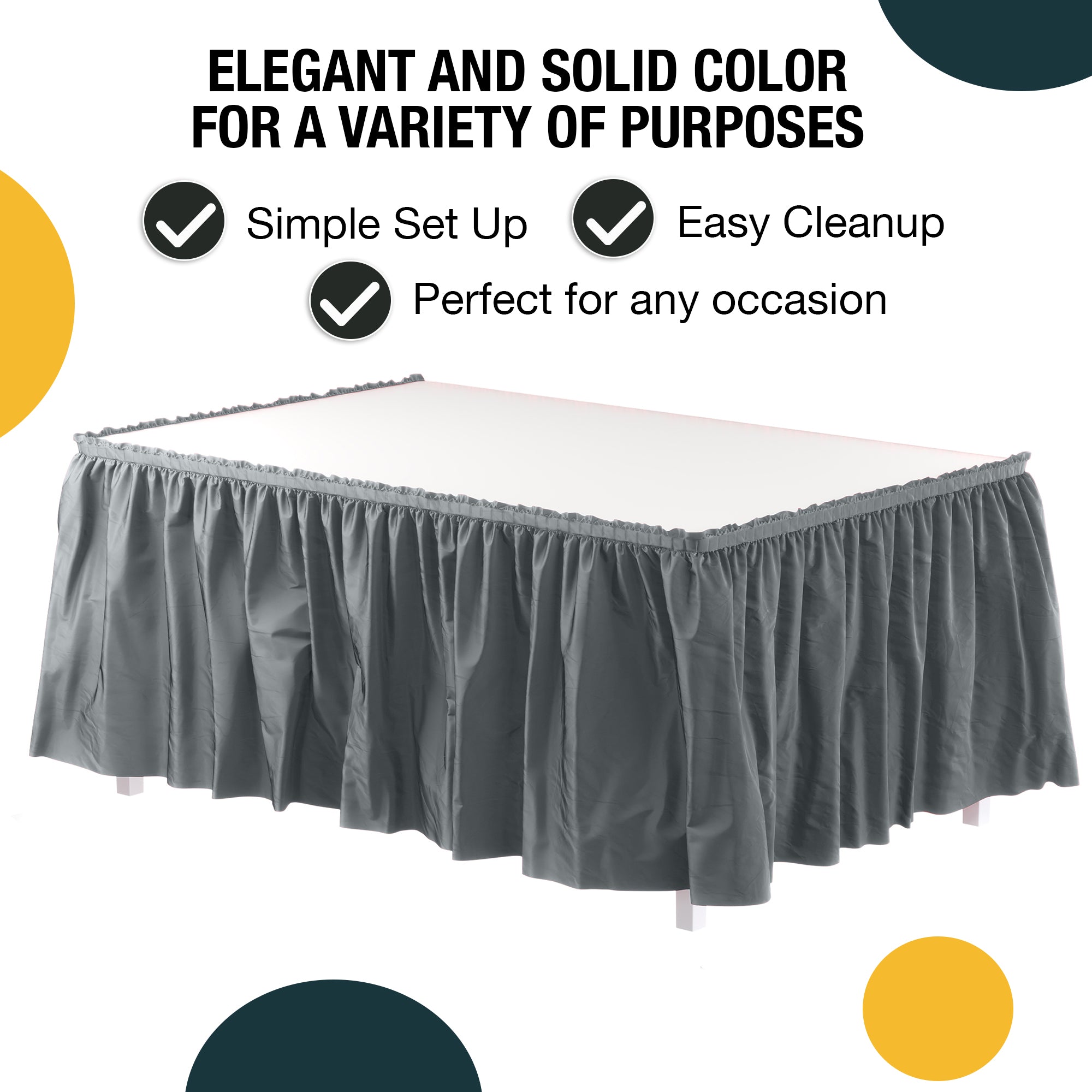 Silver Plastic Table Skirt | 168 in. x 29 in. | Case of 48