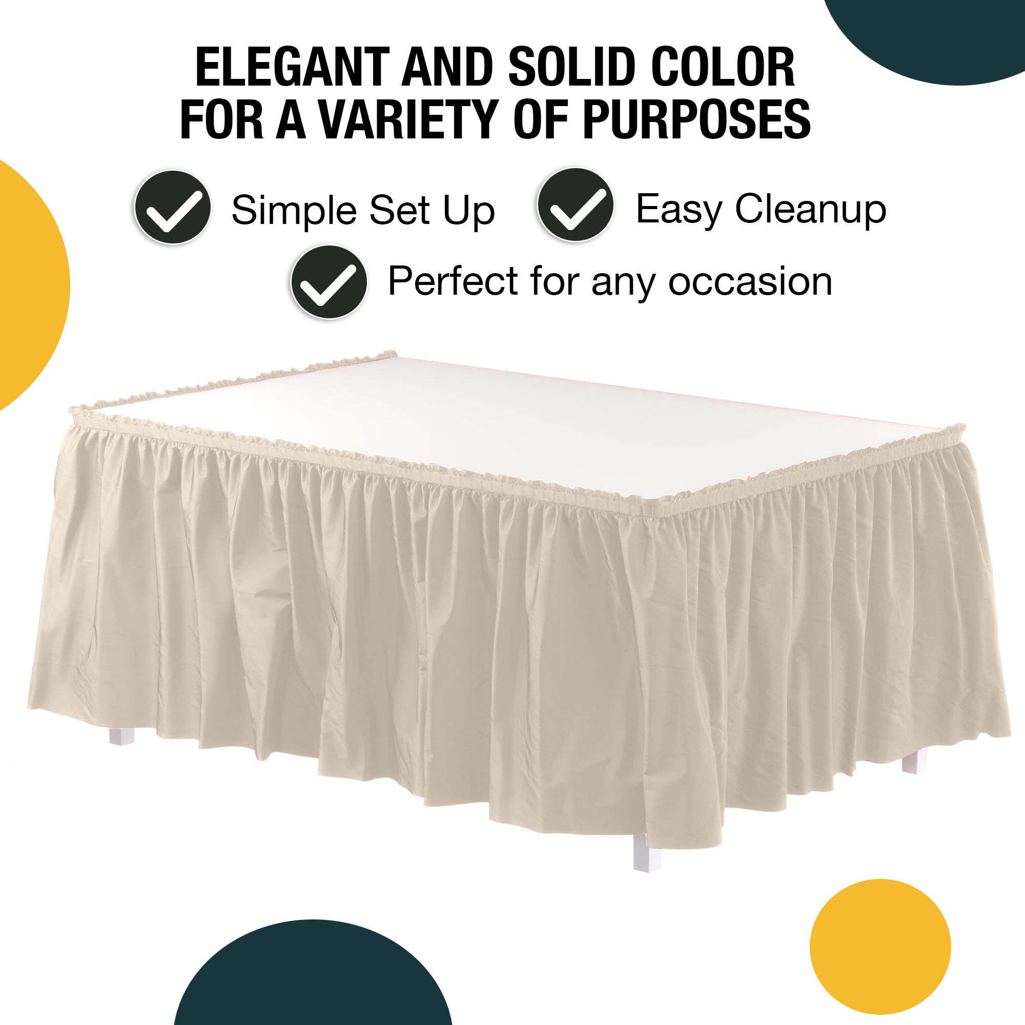 Ivory Plastic Table Skirt | 14 ft. x 29 in.