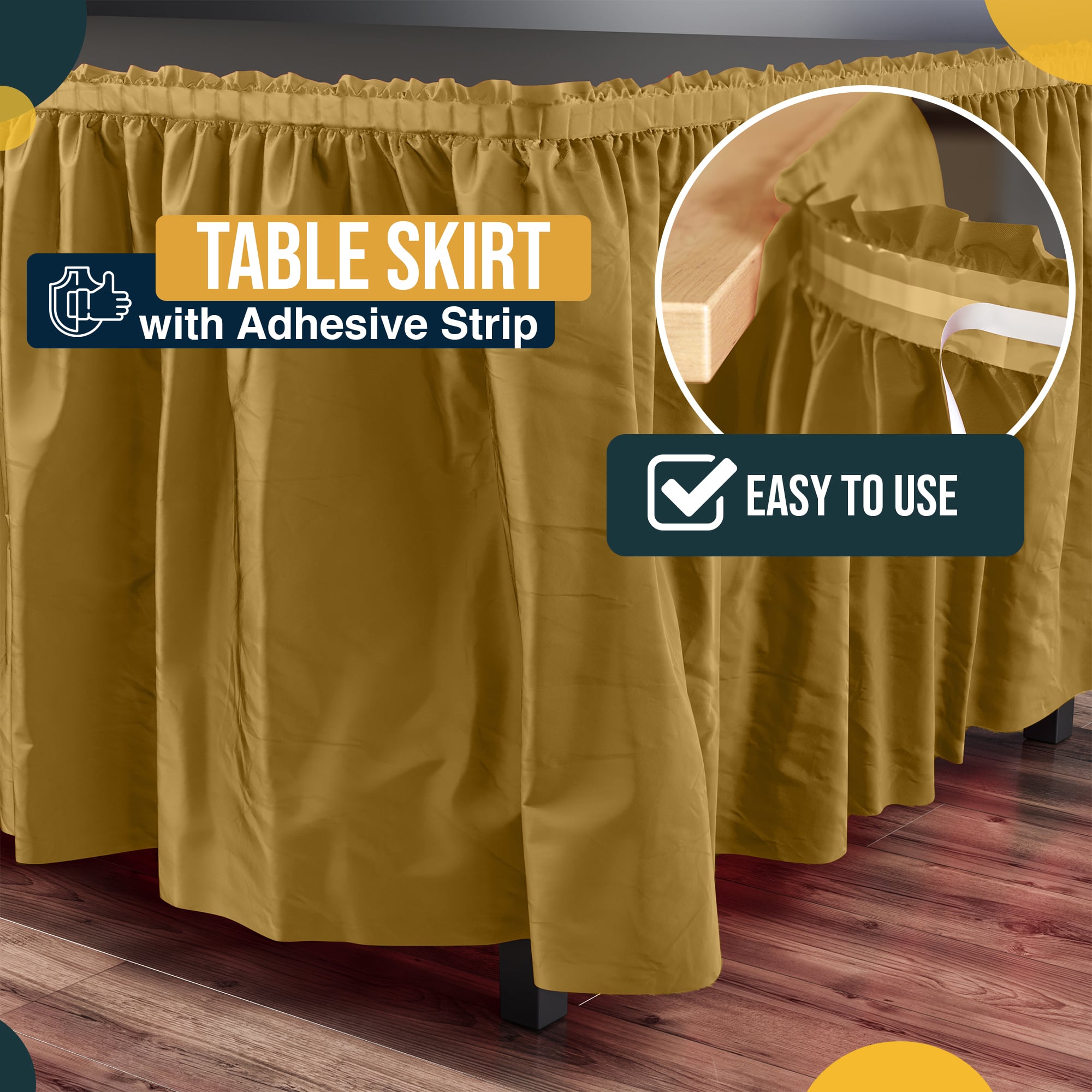 Gold Plastic Table Skirt | 6 Pack - 168 in. x 29 in.