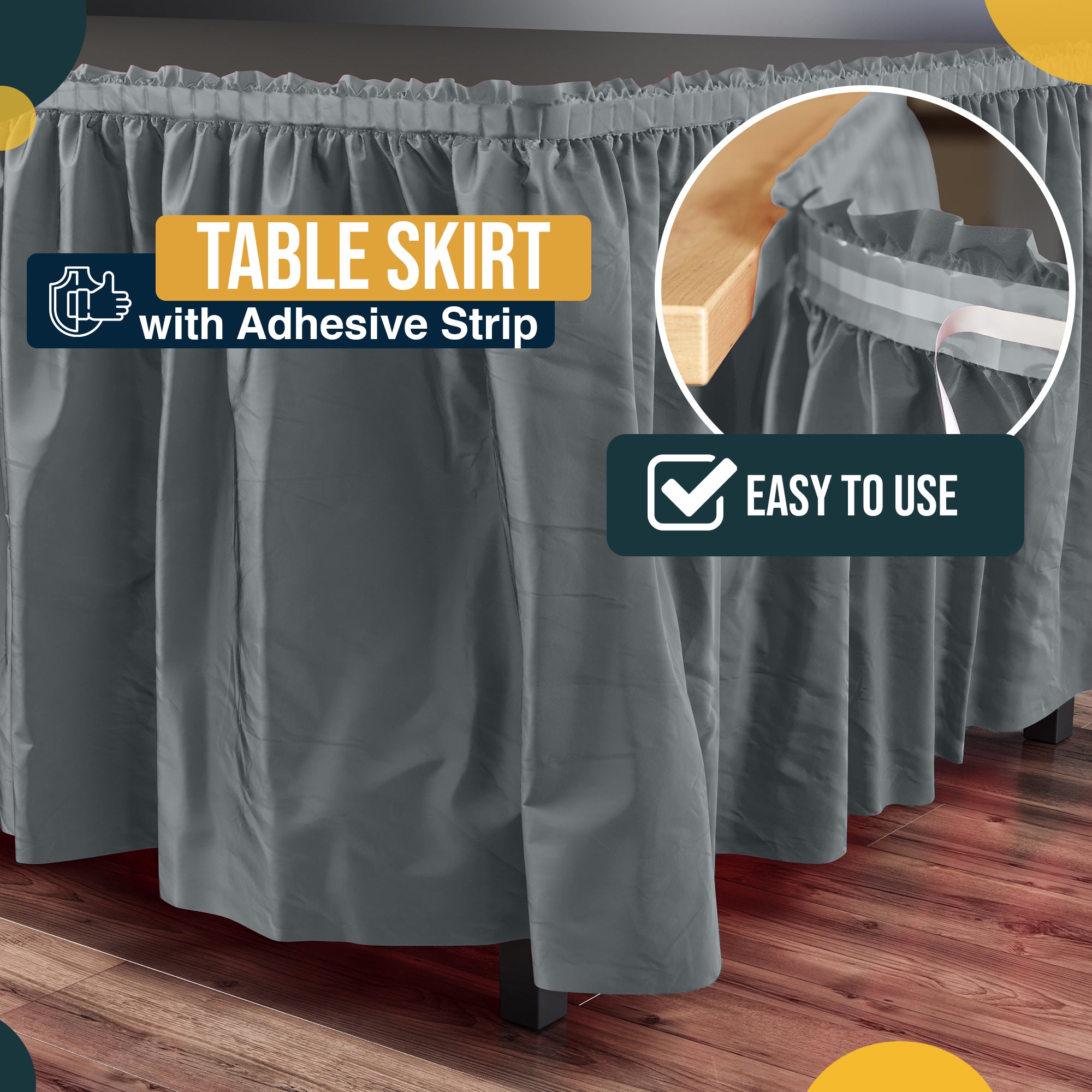 Silver Plastic Table Skirt | 168 in. x 29 in. | Case of 48