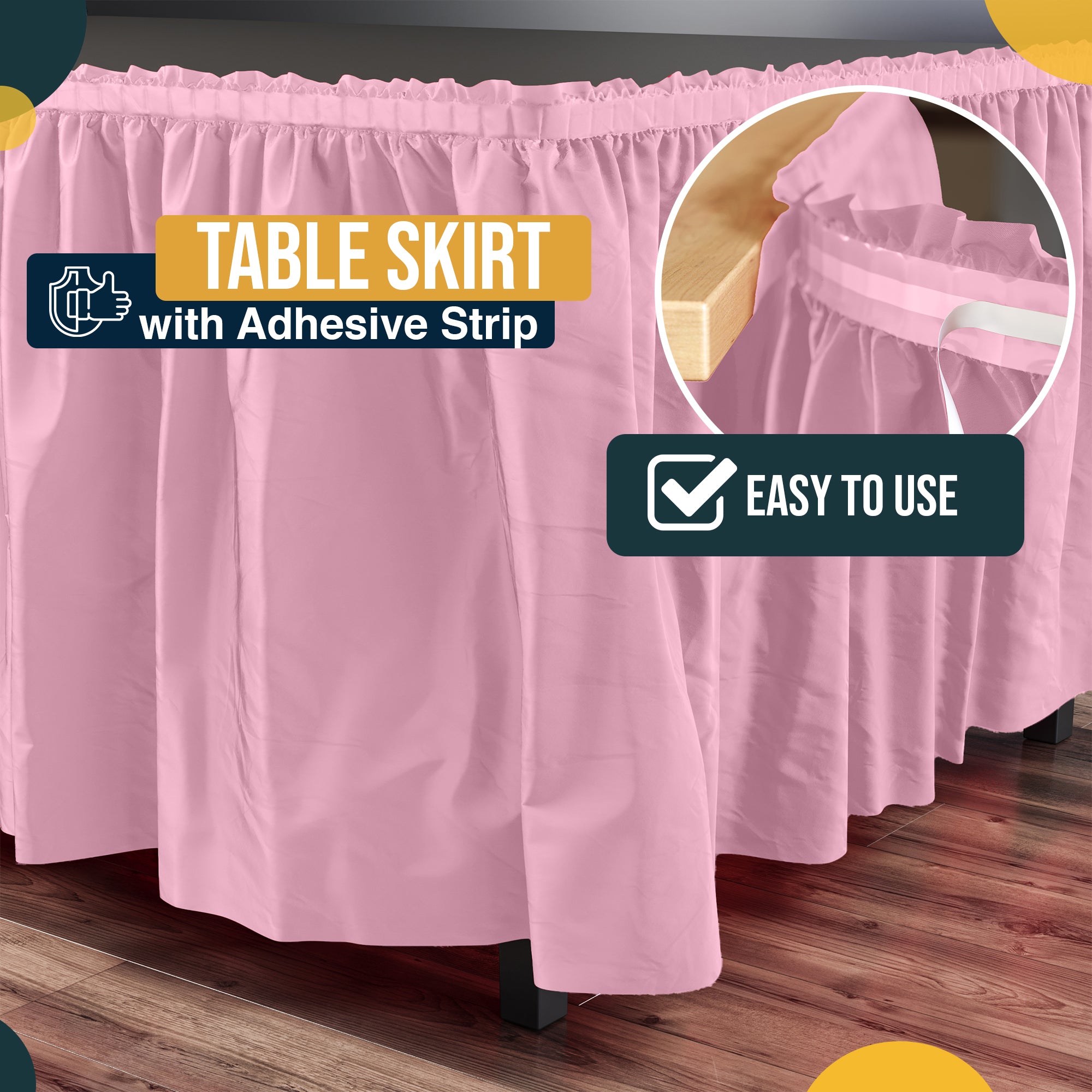 Pink Plastic Table Skirt | 168 in. x 29 in.