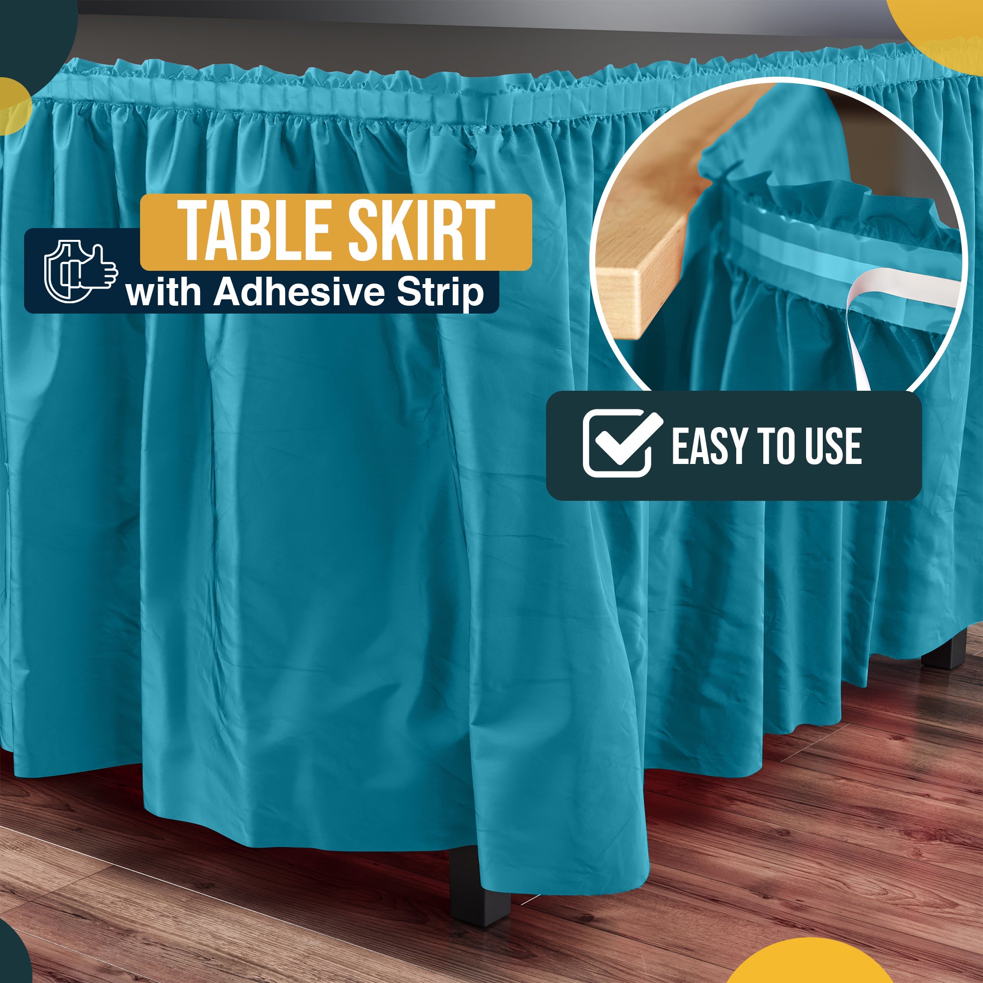 Turquoise Plastic Table Skirt | 14 ft. x 29 in.
