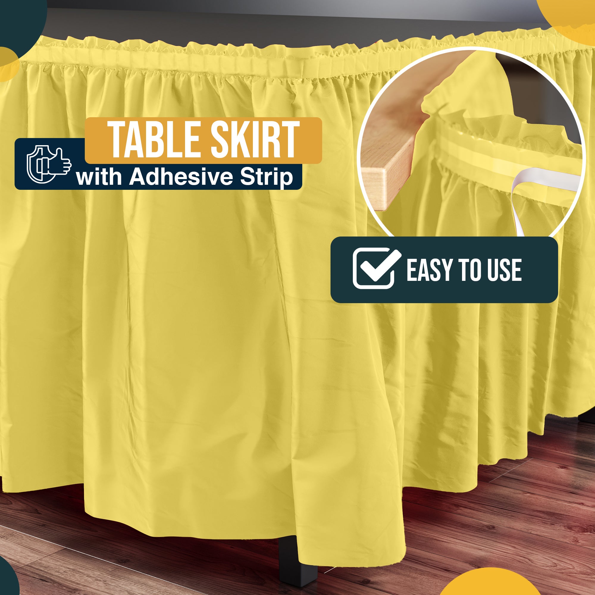 Light Yellow Plastic Table Skirt | 14 ft. x 29 in.