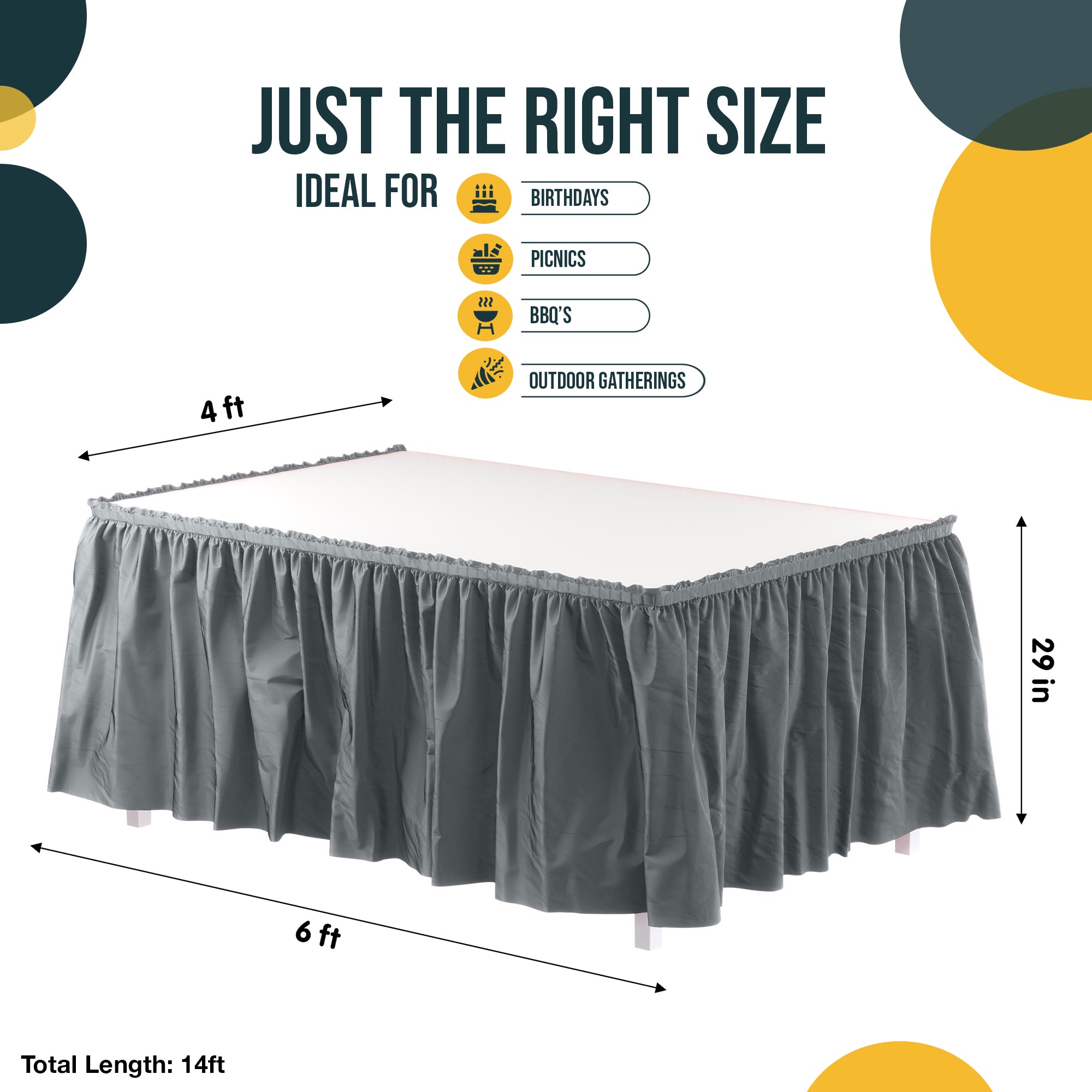 Silver Plastic Table Skirt | 168 in. x 29 in. | Case of 48