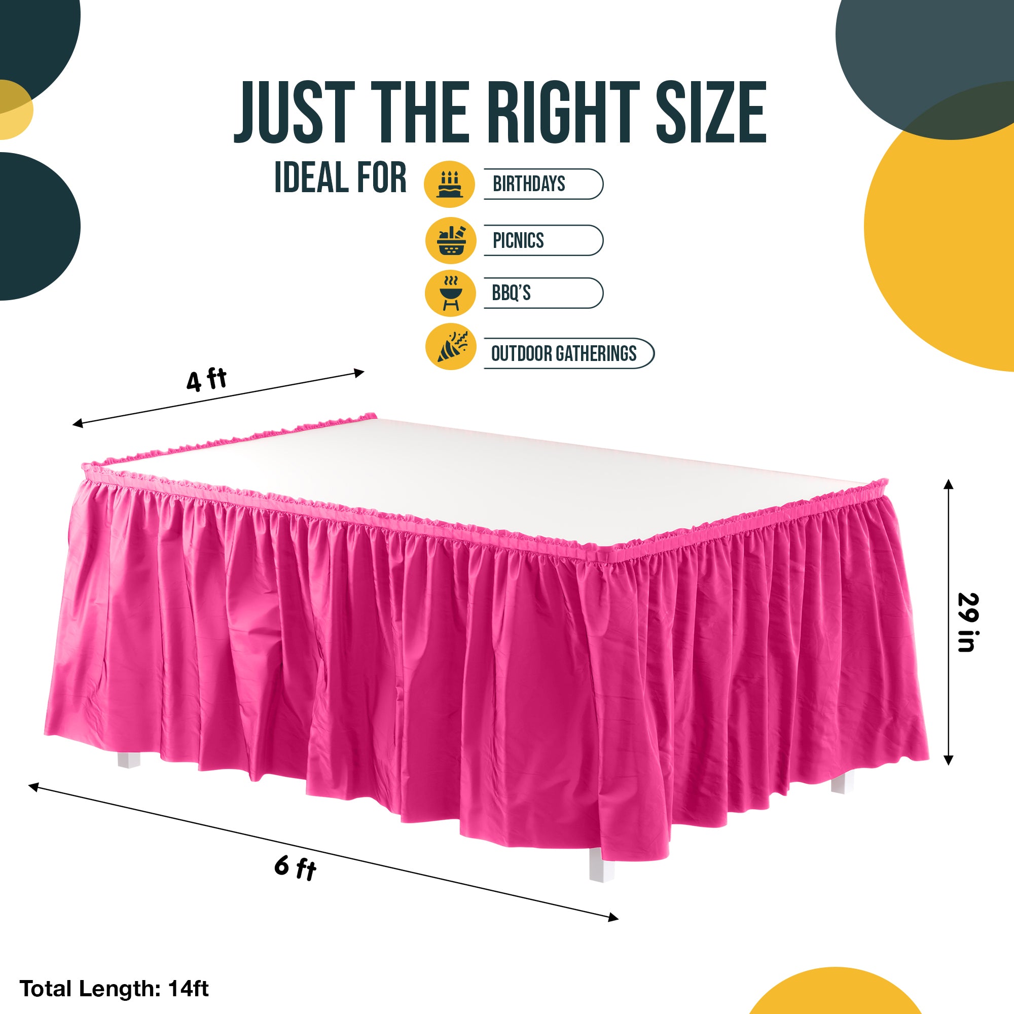 Cerise Plastic Table Skirt | 14 ft. x 29 in.