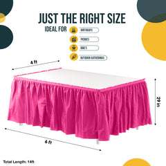 Cerise Plastic Table Skirt | 14 ft. x 29 in.