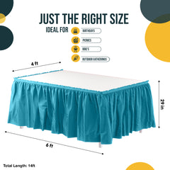 Turquoise Plastic Table Skirt | 14 ft. x 29 in.