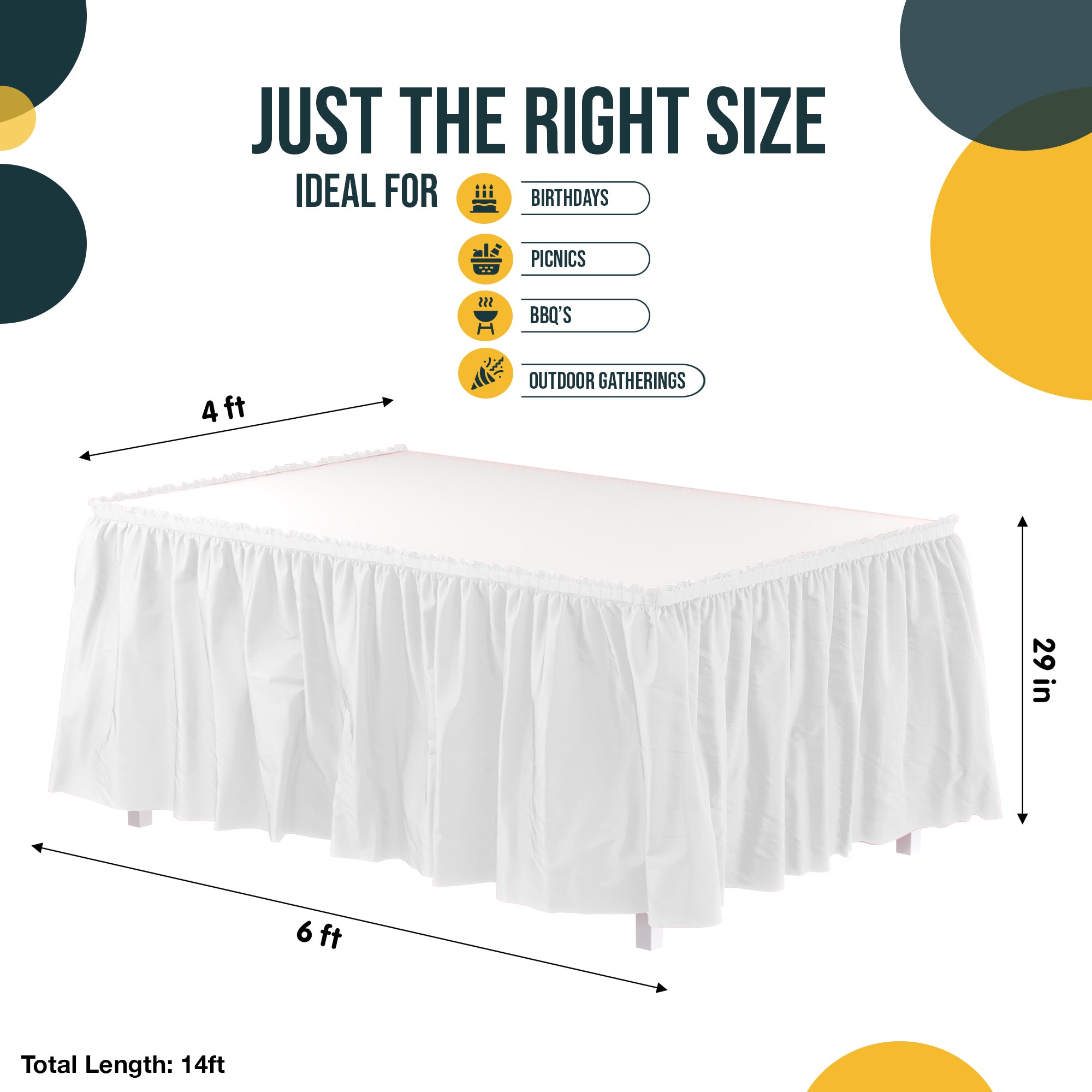 White Plastic Table Skirt | 168 in. x 29 in.