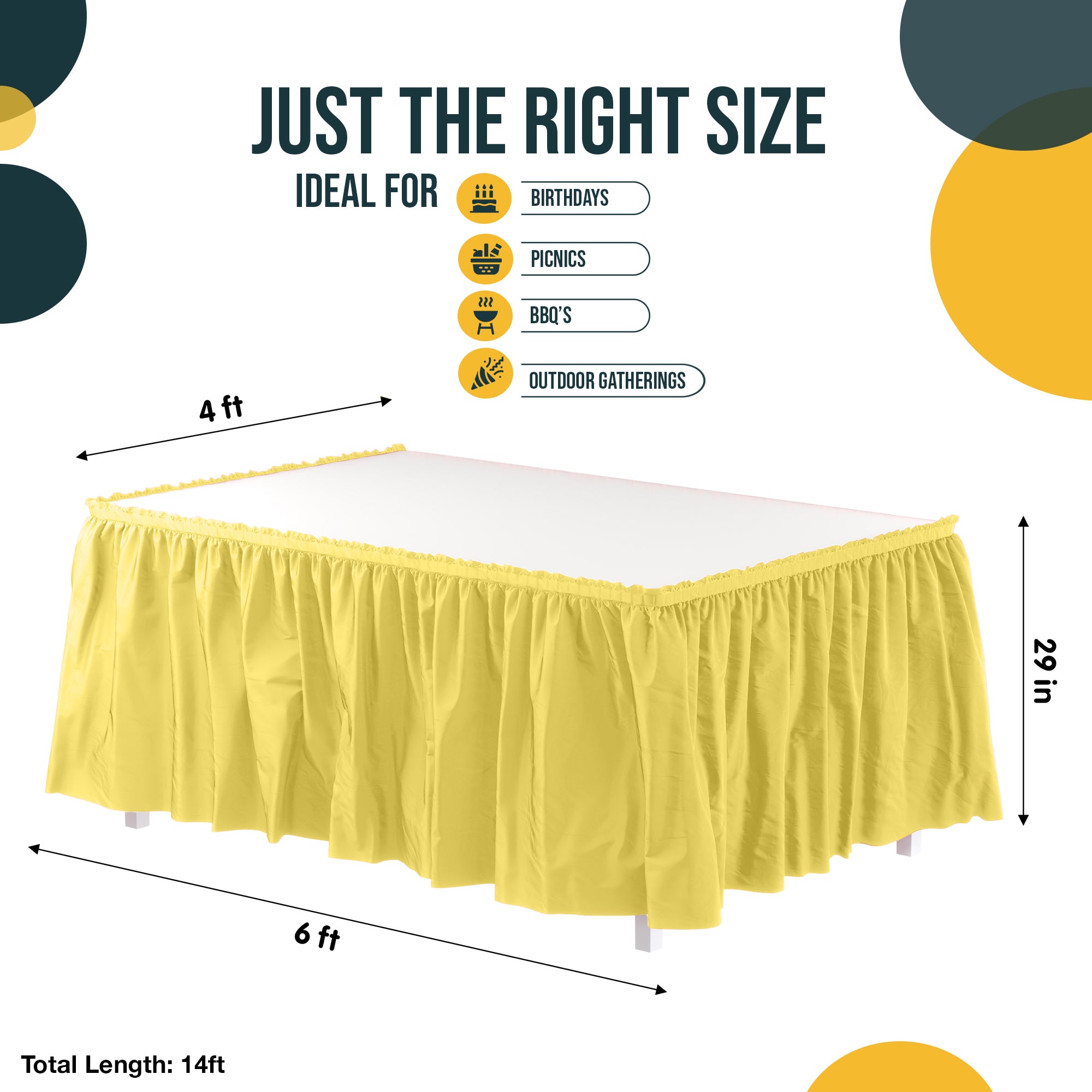 Light Yellow Plastic Table Skirt | 14 ft. x 29 in.