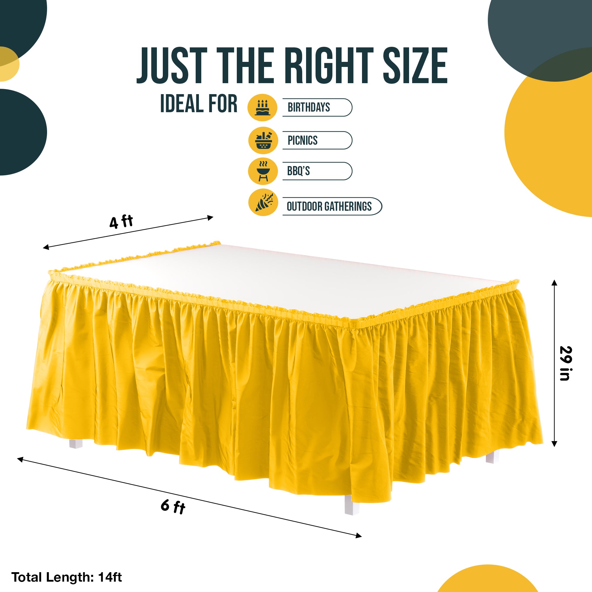 Yellow Plastic Table Skirt | 168 in. x 29 in. | Case of 48