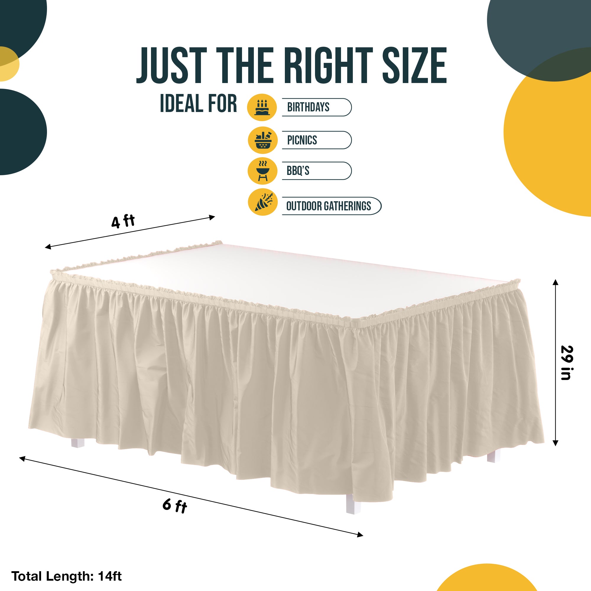 Ivory Plastic Table Skirt | 14 ft. x 29 in.