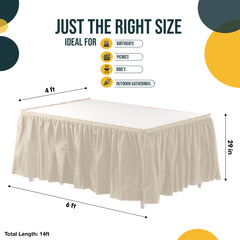 Ivory Plastic Table Skirt | 14 ft. x 29 in.