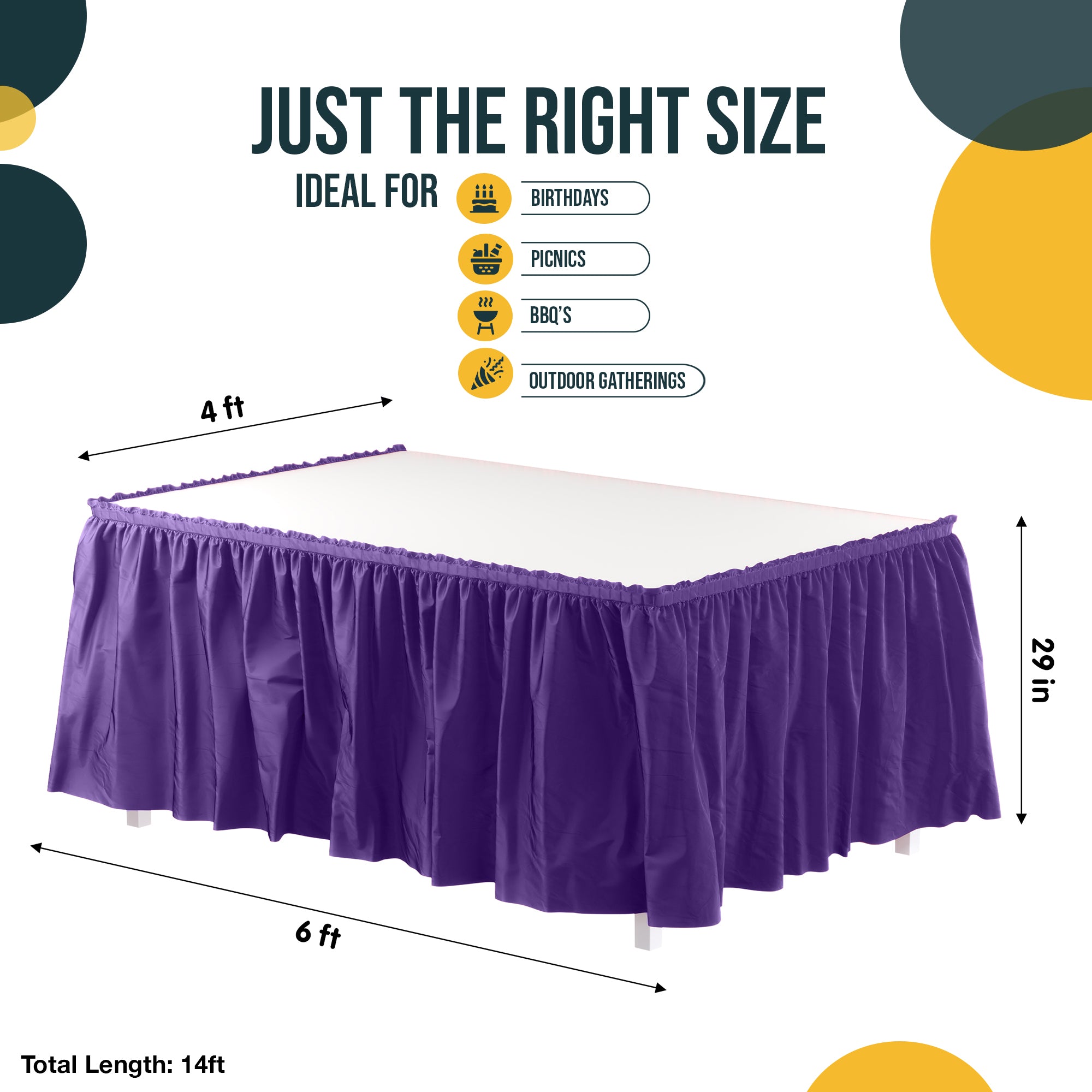 Purple Plastic Table Skirt | 168 in. x 29 in. | Case of 48