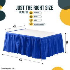 Dark Blue Plastic Table Skirt | 168 in. x 29 in. | Case of 48