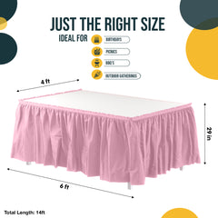 Pink Plastic Table Skirt | 168 in. x 29 in.
