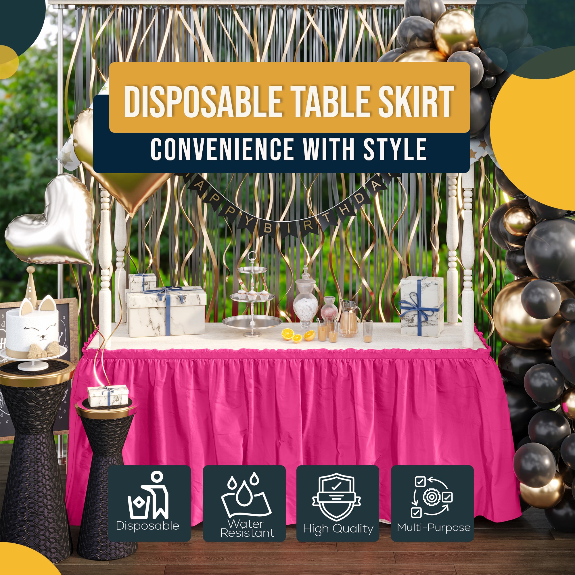 Cerise Plastic Table Skirt | 168 in. x 29 in. | Case of 48