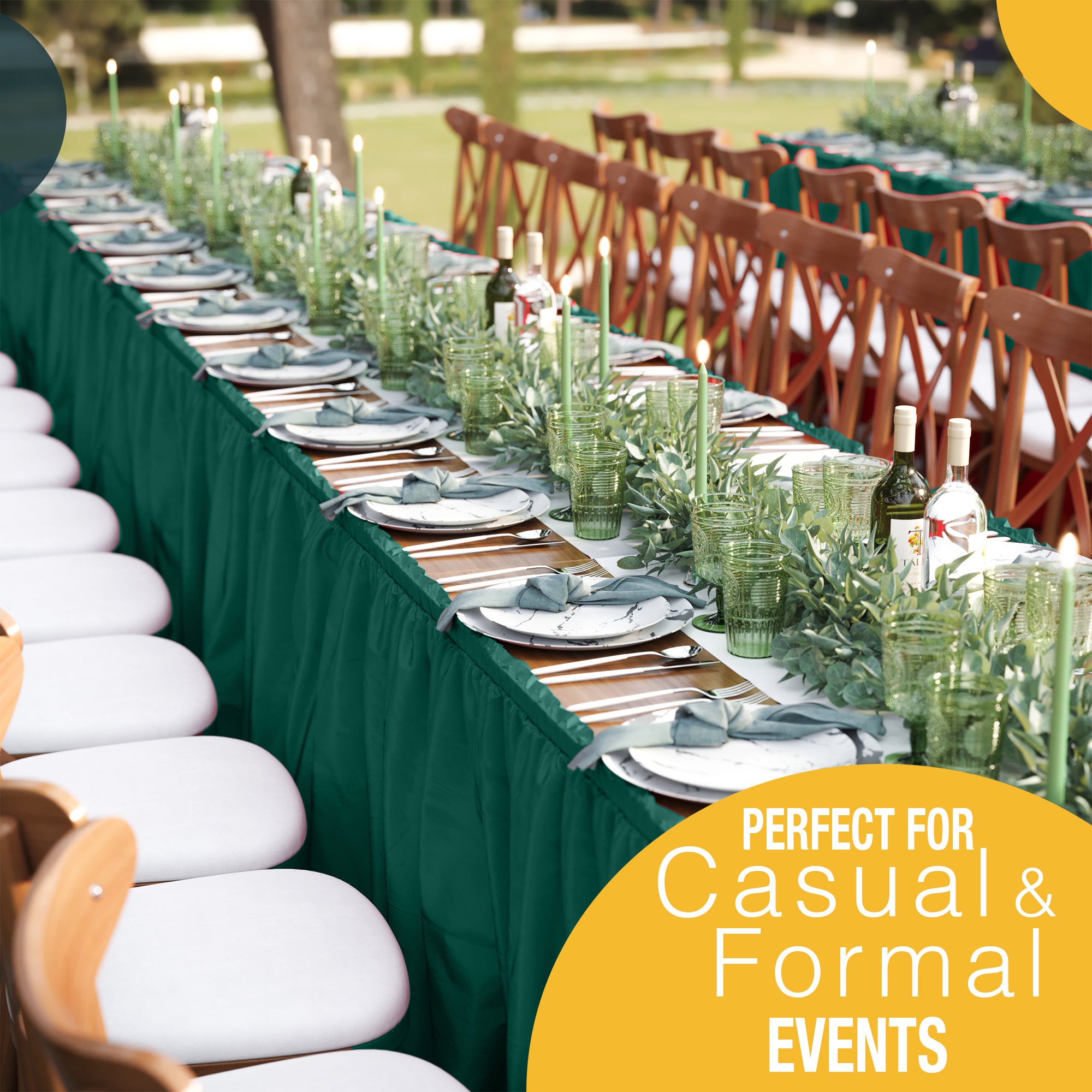 Dark Green Plastic Table Skirt | 168 in. x 29 in. | Case of 48