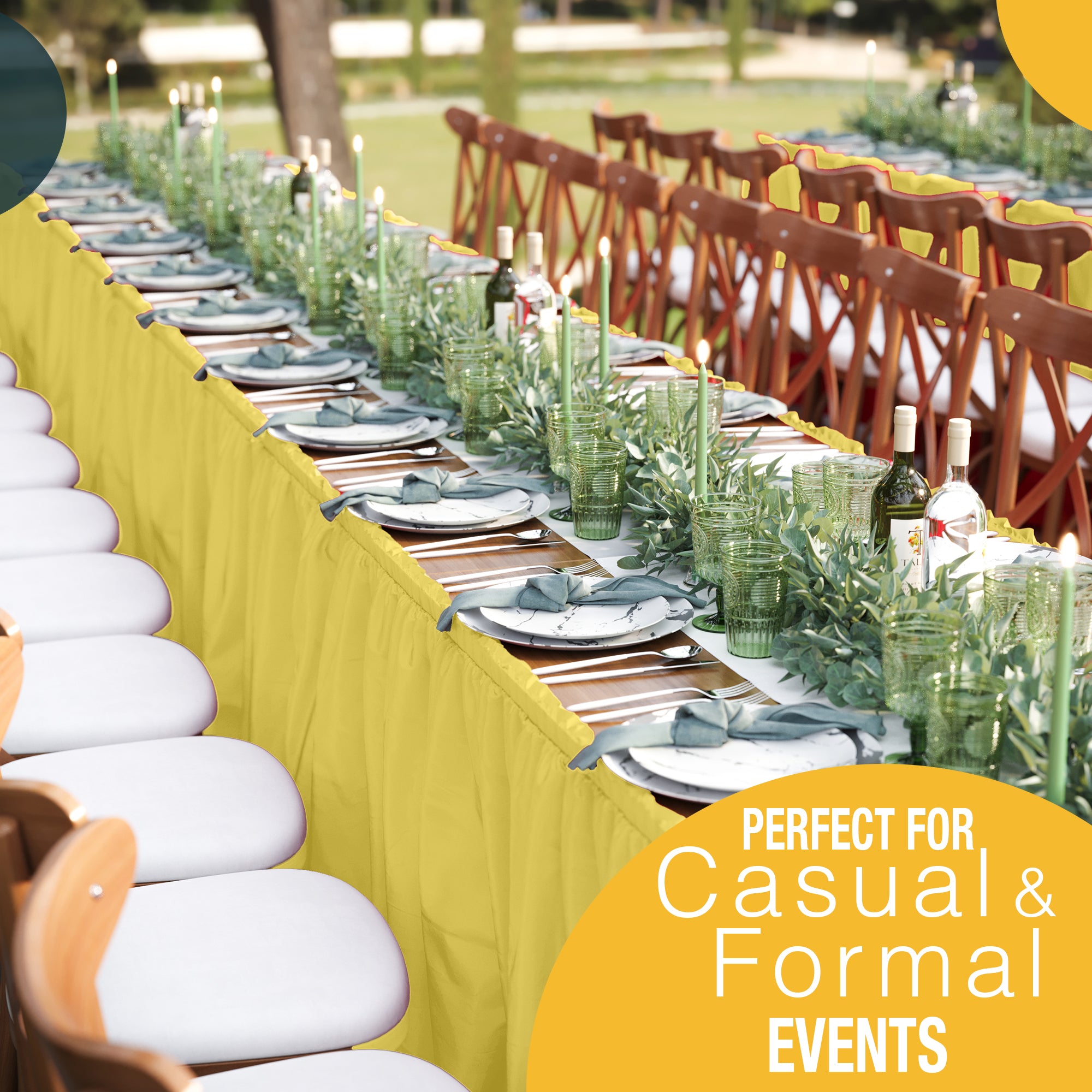 Light Yellow Plastic Table Skirt | 14 ft. x 29 in.