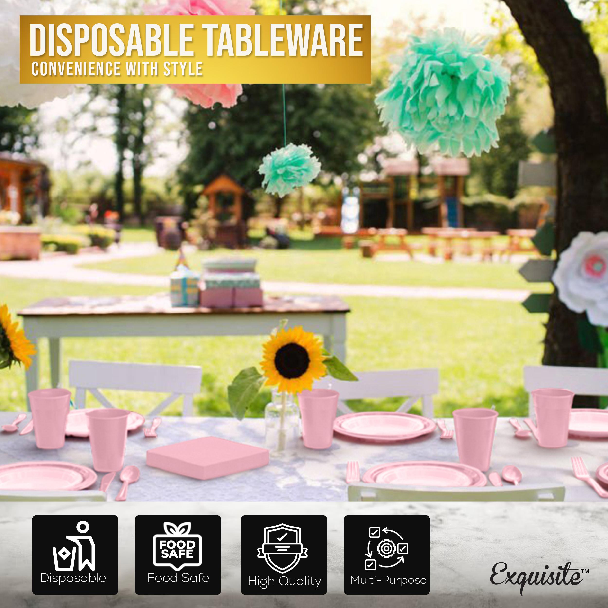 182 Pcs Pink Plastic Dinnerware Set | Setting for 26