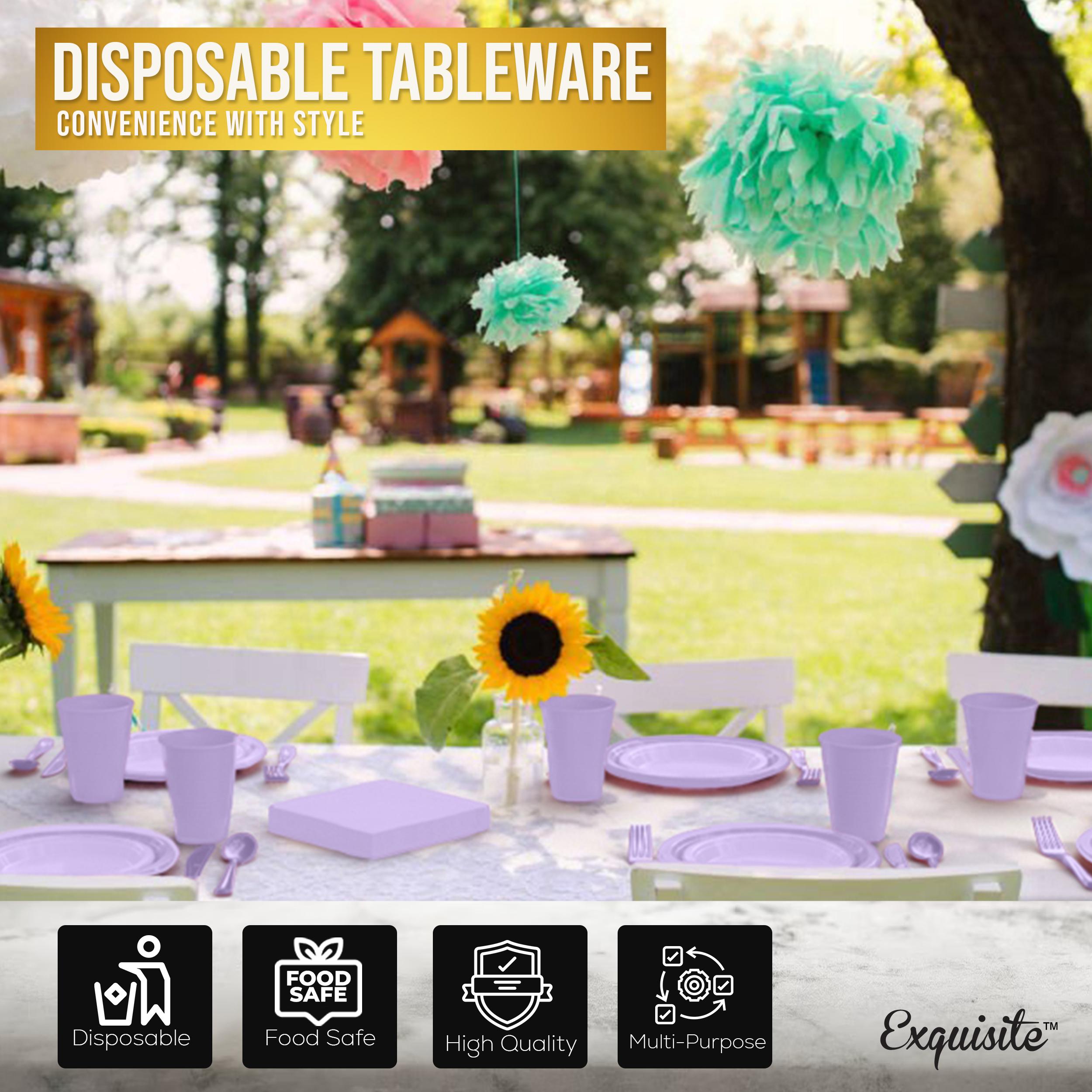 182 Pcs Lavender Plastic Dinnerware Set | Setting for 26