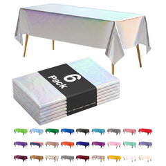 Iridescent Plastic Table Covers | 6 Count | 54 in. x 108 in.