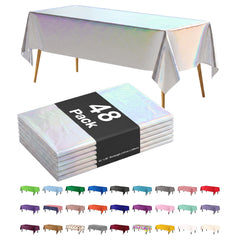 Iridescent Plastic Table Cover | Case of 48 | 54 in. x 108 in.