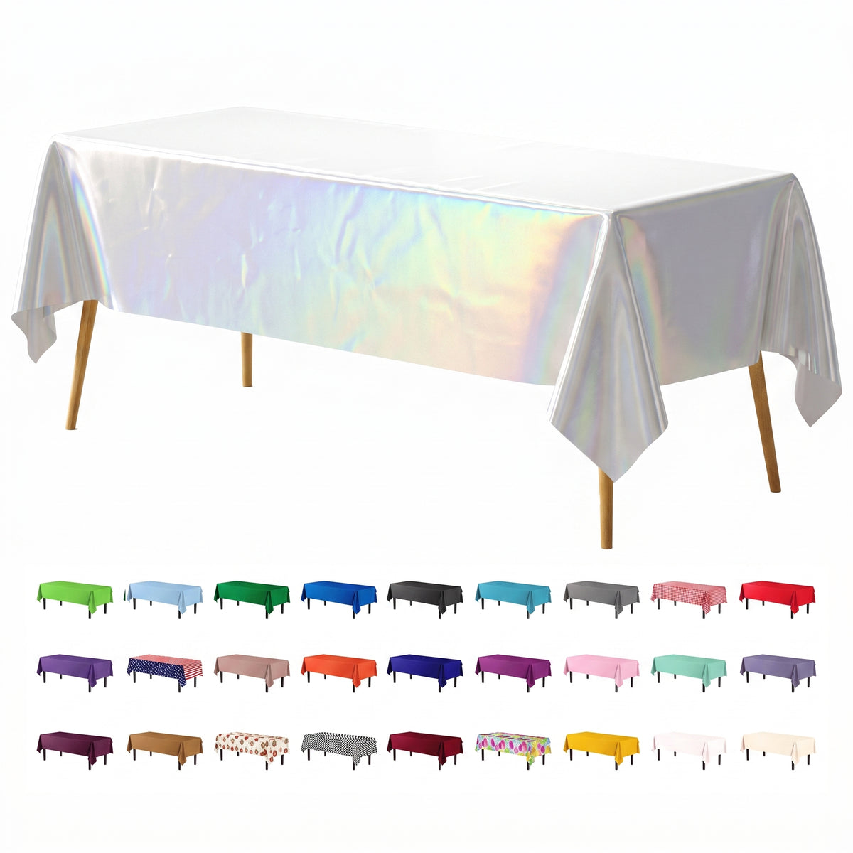 Iridescent Plastic Table Cover | 54" x 108"