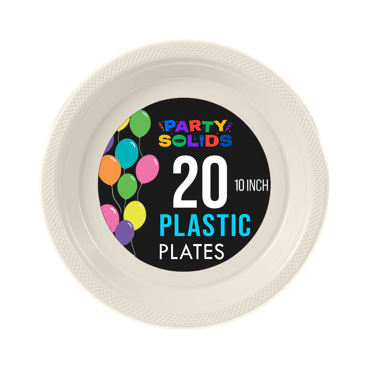 10 In. Ivory Plastic Plates - 20 Ct.