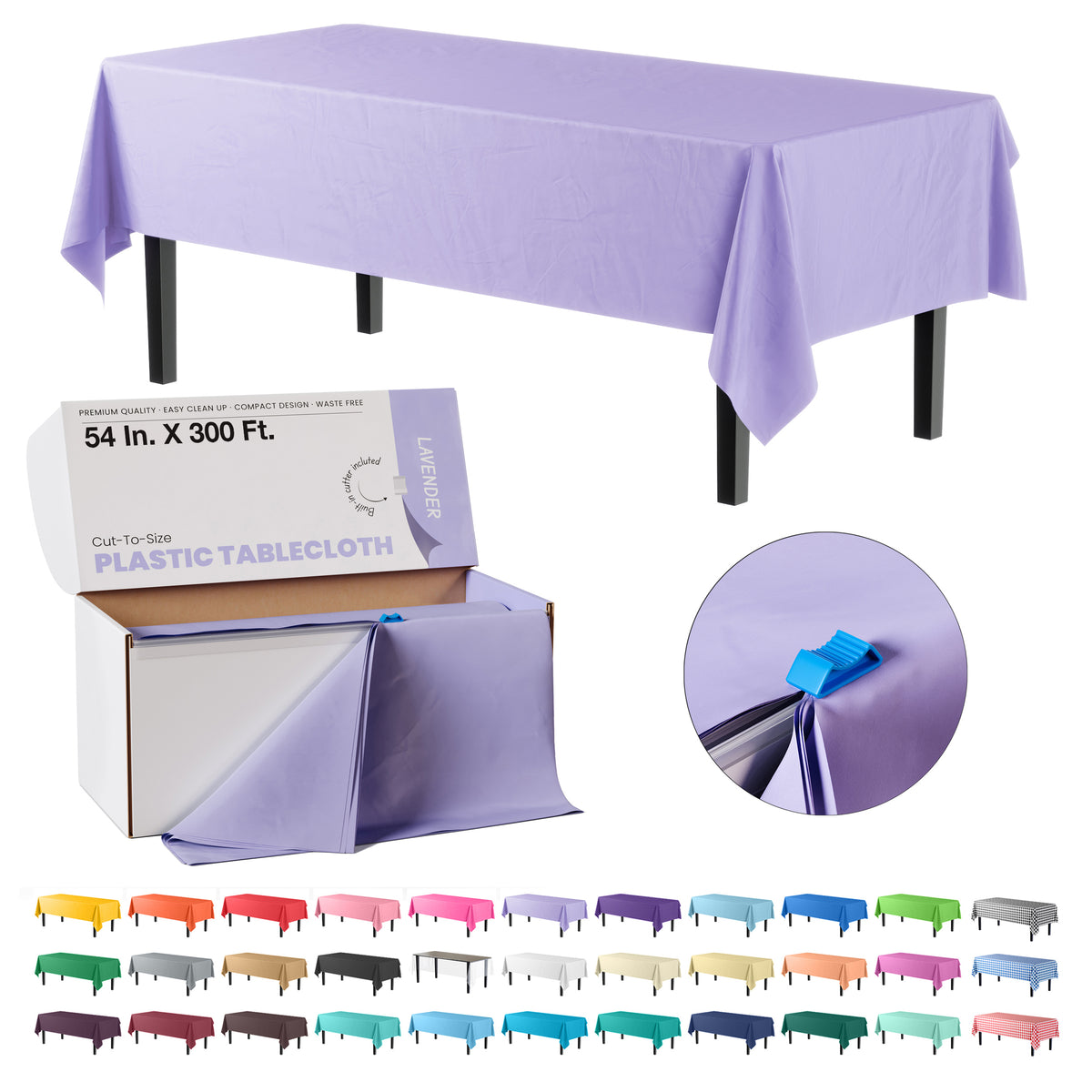 54 in. x 300 Ft. Cut To Size Table Roll  | Lavender | Case of 4
