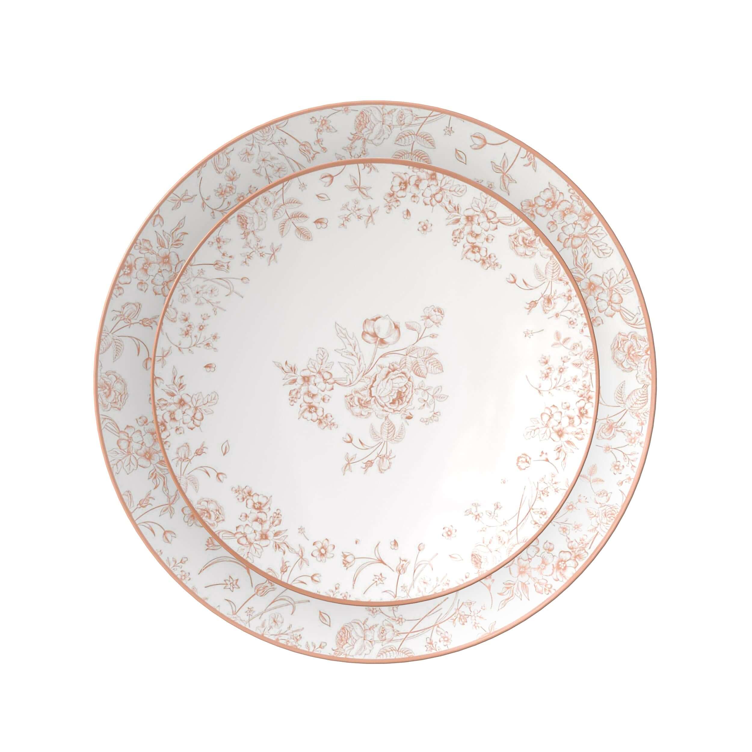 8 In. Toile Design Plastic Plates | 10 Count