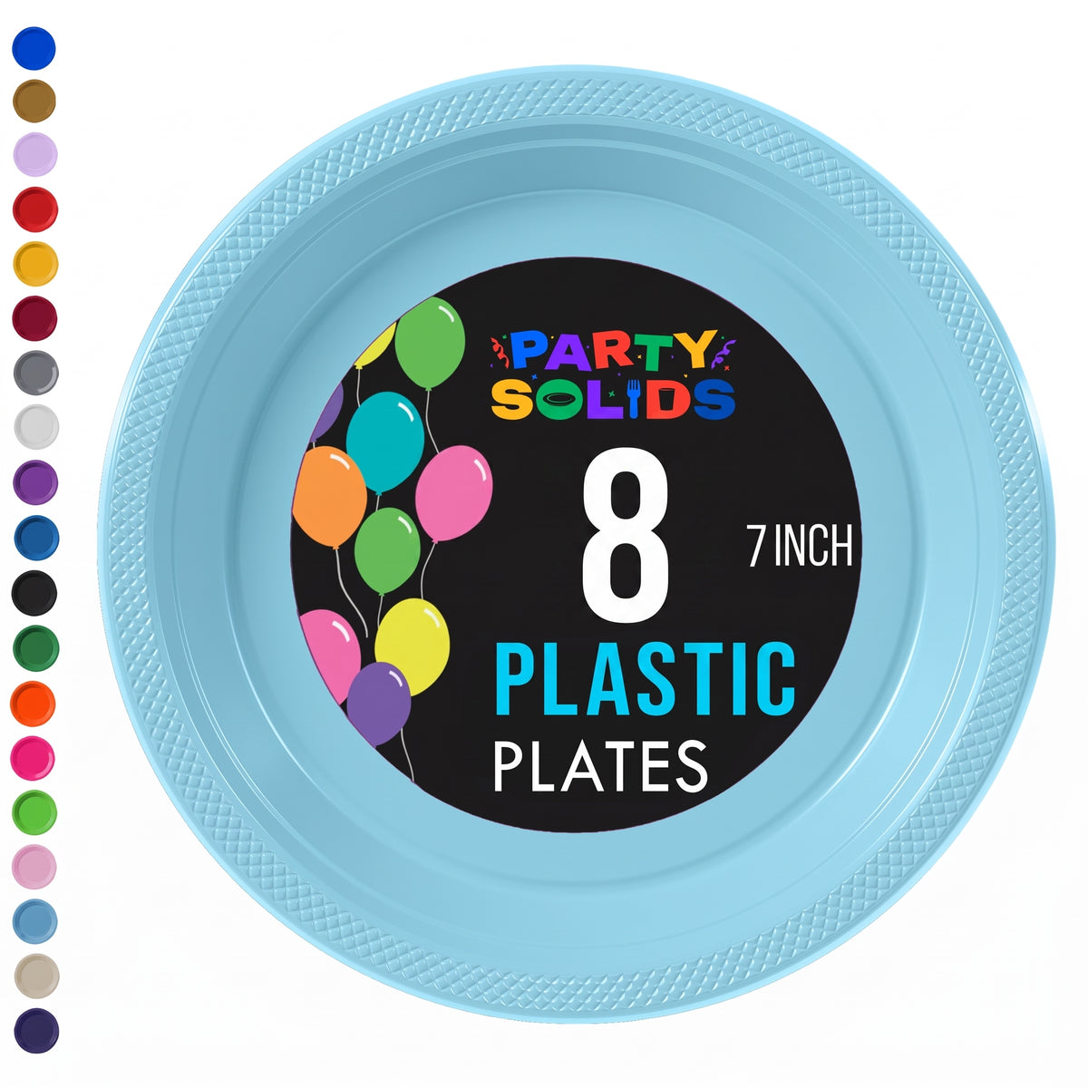 7 in. Light Blue Plastic Plates | 8 Count