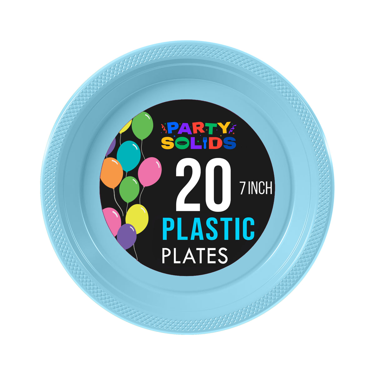 7 In. Light Blue Plastic Plates - 20 Ct.