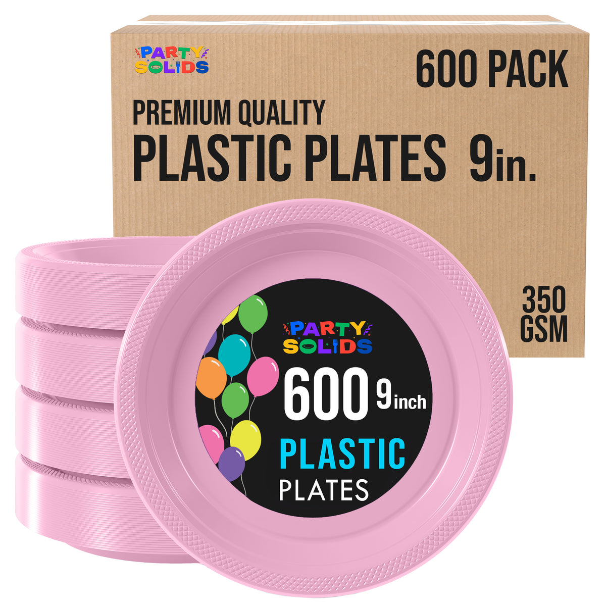 9 in. Pink Plastic Plates | Case of 600