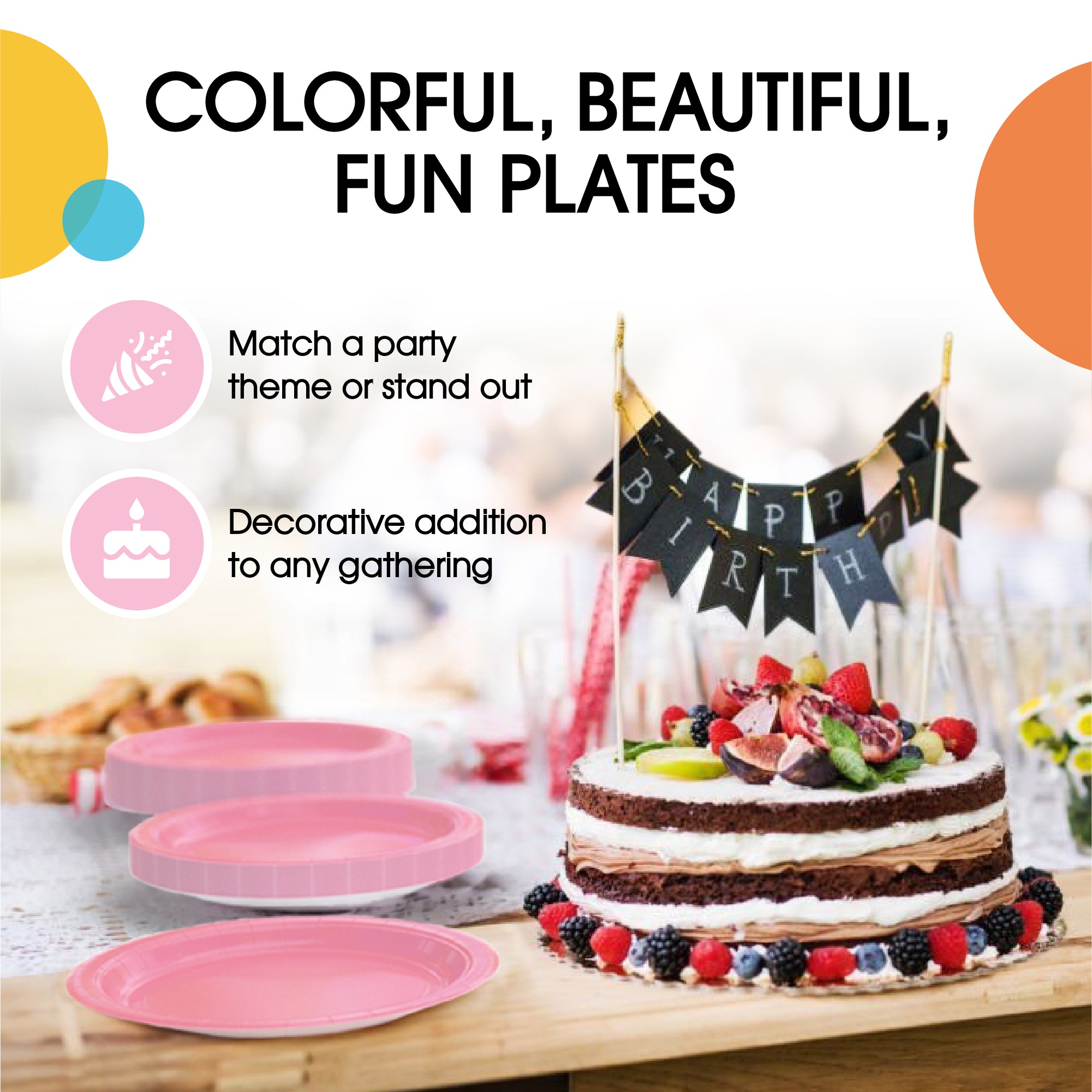 9 In. Pink Paper Plates - 20 Ct.
