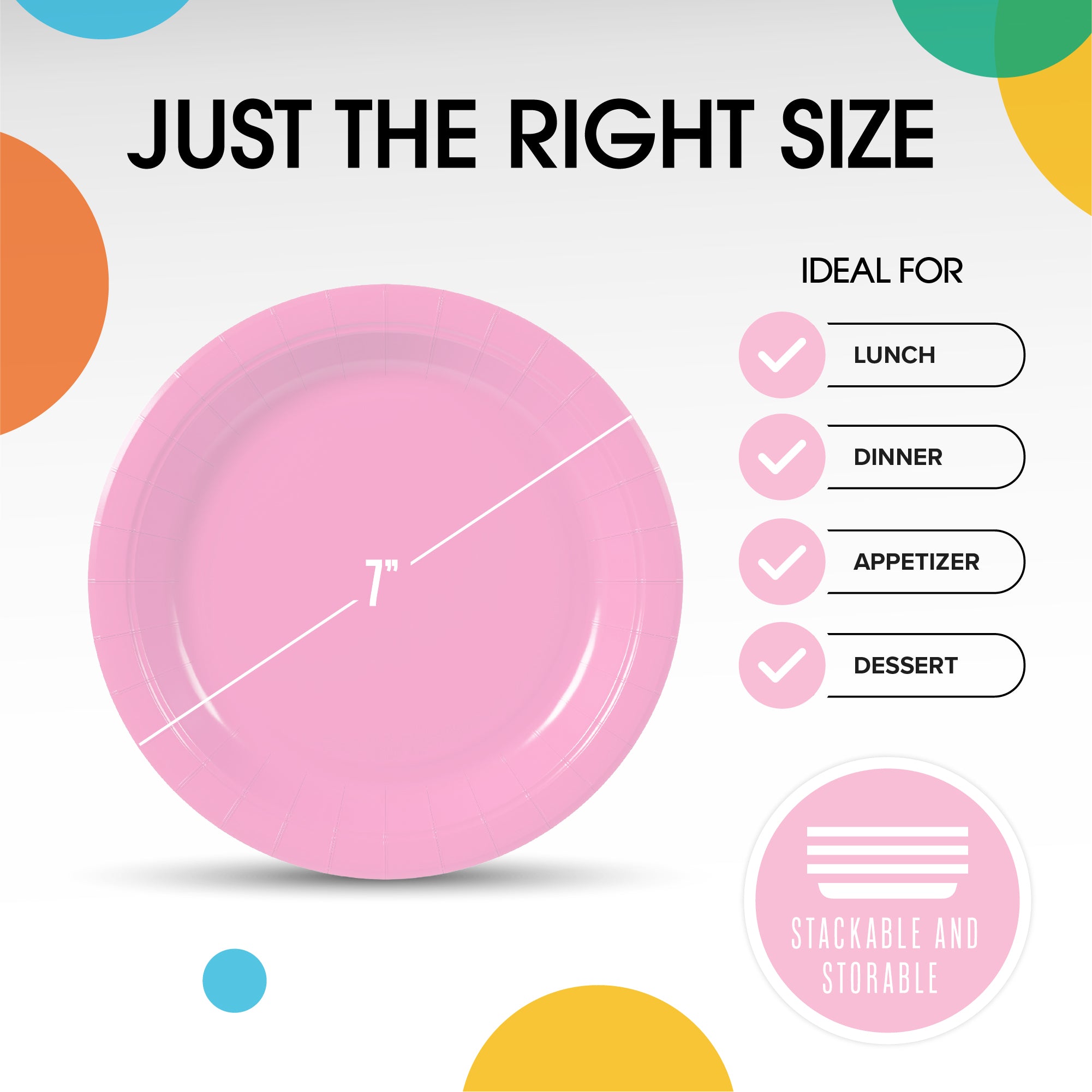 7 In. Pink Paper Plates - 20 Ct.