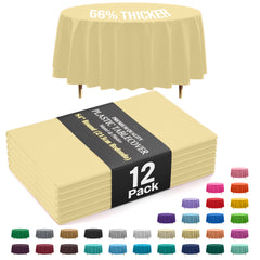 Premium Round Light Yellow Plastic Table Covers | 12 Pack | 84 in.