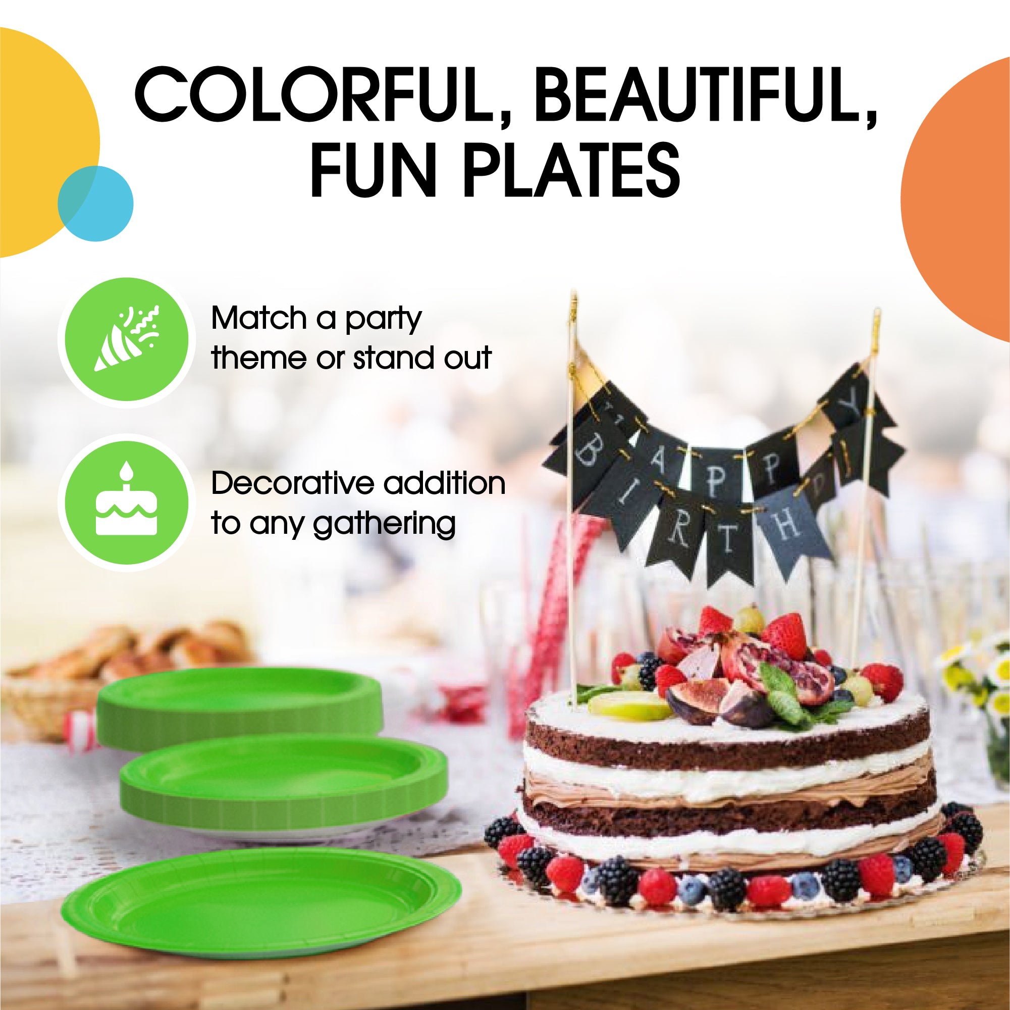 10 In. Lime Green Paper Plates - 20 Ct.