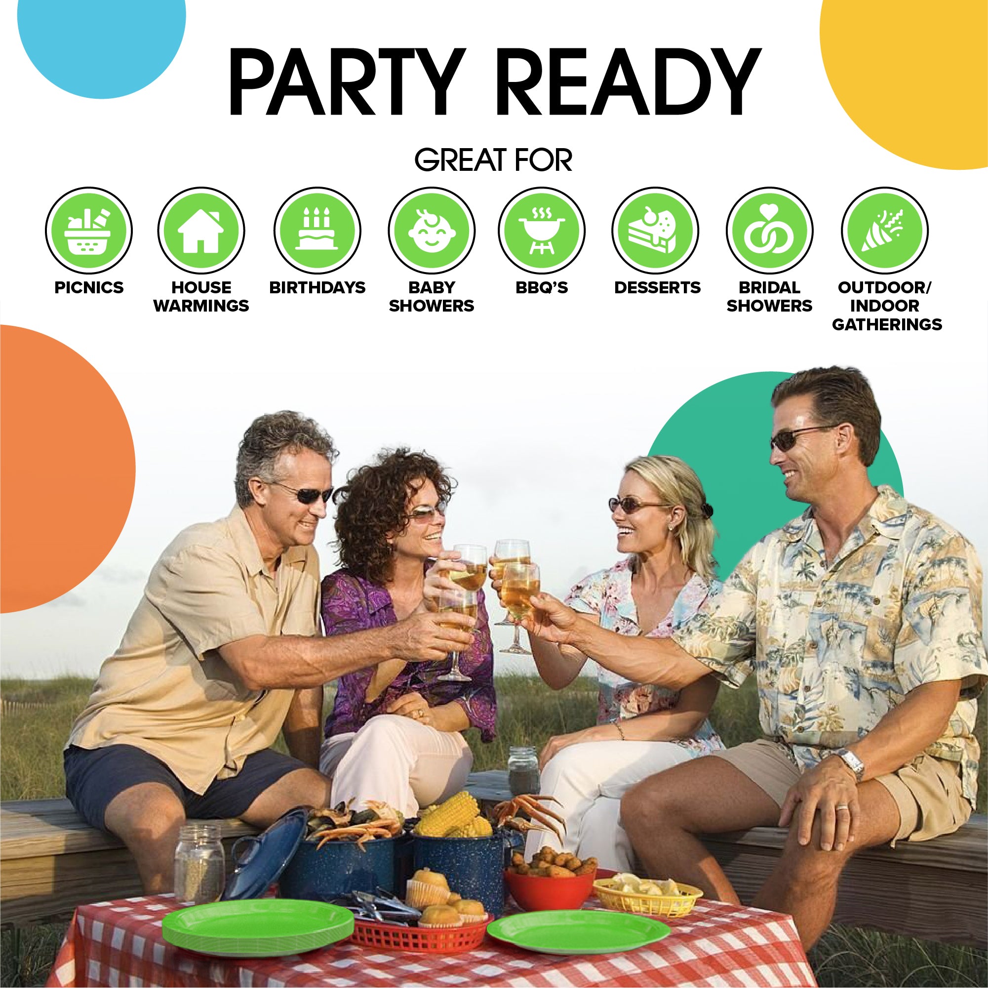 7 In. Lime Green Paper Plates - 20 Ct.