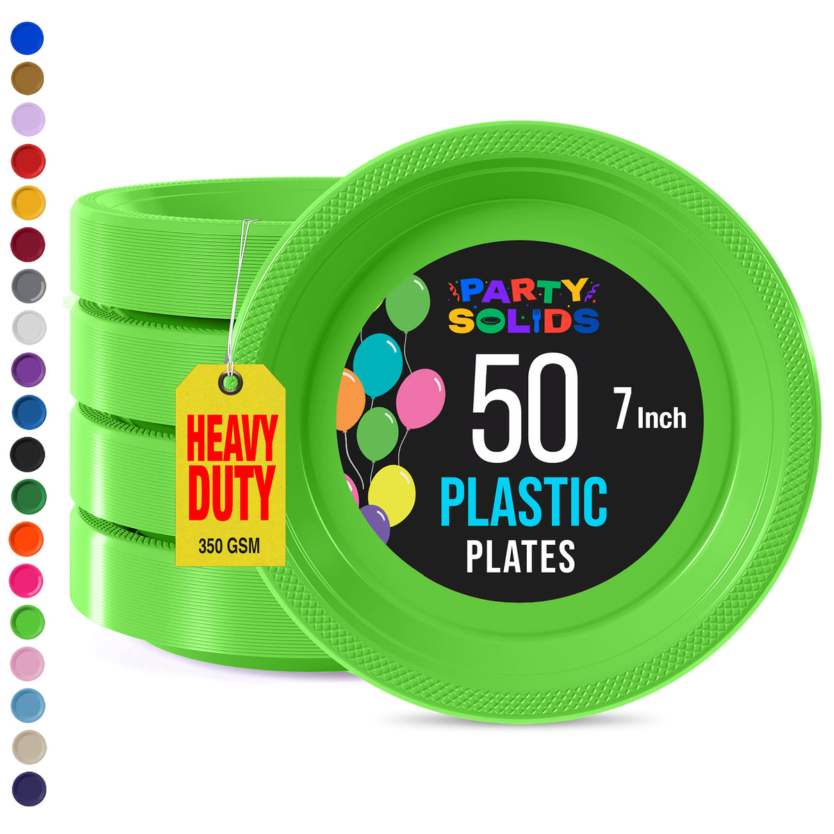 7 in. Lime Green Plastic Plates | 50 Count