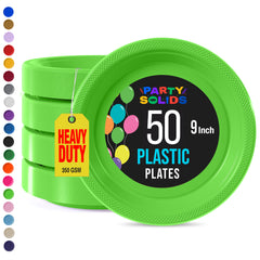 9 in. Lime Green Plastic Plates | 50 Count