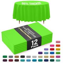 Premium Round Lime Green Plastic Table Covers | 12 Pack | 84 in.